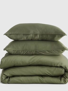 New Bamboo Duvet Cover King/Cal King Olive Green with 2 shams